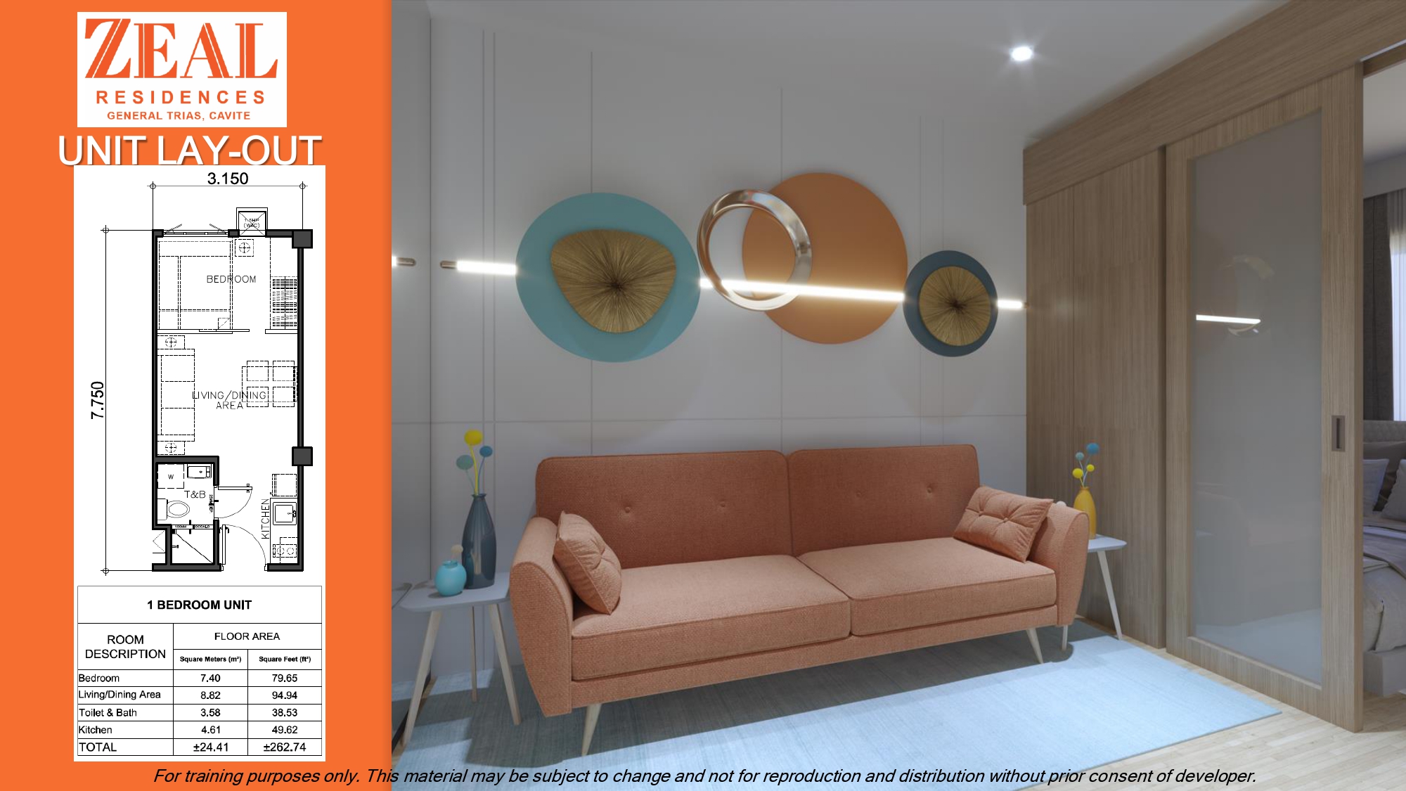 SMDC Zeal Residences - 1 Bedroom Unit